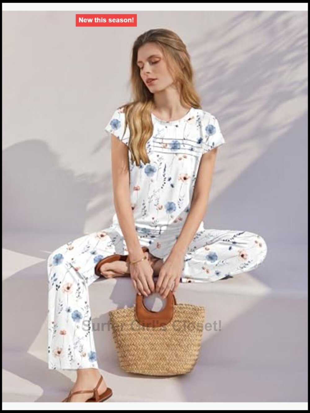 Women's Cap Sleeve Lounge Set With Pockets Two Piece Travel Outfit View 5